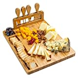 Tagliere con Set di Coltelli per Formaggio o Salumi – in Legno per Aperitivo da Cucina in Bamboo Vassoio da Portata – Accessori – Idee Regalo