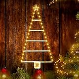 Luci Natale Esterno Batteria, Jsdoin 90cm 75LED Scaletta Luci Natale Batteria, 8 Modalità, Impermeabile Scaletta Luci Albero di Natale Addobbi Natalizi Decorazioni Casa Finestre