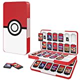 MoKo Porta Schede, Custodia Porta Cartucce di Gioco Compatibile con Switch OLED/Switch/Switch Lite, Custodia Protettiva con 48 Scompartimenti Schede Gioco, 24 Scompartimenti Micro SD - Bianco&Rosso