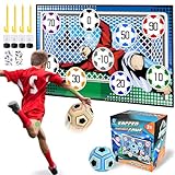 JONRRYIN Set da Gioco con Pallone da Calcio per Bambini di 3 4 5 6 7 8 Anni, Porta da Calcio in Cortile per Interni ed Esterni con Palline in Velcro, Regalo di Compleanno per Ragazzi e Ragazze