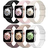 AMSKY 6 Pezzi Cinturini Compatibile con Cinturino Apple Watch 40mm 44mm 46mm 45mm 42mm 41mm 38mm 49mm Donna Uomo, Sportivi Silicone Compatibile con Apple Watch Se Ultra Series 10 9 8 7 6 5 4 3 2 1