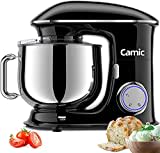 Impastatrice Planetaria Camic 1500W 8 Litri Robot da Cucina con ciotola di acciaio inossidabile, Robot da cucina grandi 6 velocità con, impastatrice da cucina (8 L, nero)