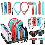 Tokluck 15 in 1 Accessori per Switch Sports 2023, Kit di Accessori per Nintendo Switch Sports Gioco, Switch Organizer per Consola Switch/OLED e Accessori Sportivi Switch Sports