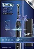 Oral-B Spazzolino Elettrico Ricaricabile Smart 4 4500, Sensore di Pressione Luminoso, Batteria a Lunga Durata, 2 Testine, 1 Spazzolino, 1 Custodia da Viaggio e 1 Dentifricio, Nero, Idea Regalo