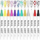 Kalolary 12 Colore 3D Nail Art Pen, Smalto per Penna per Pittura Decorazioni Unghie per Disegno, Penna per Nail Art Fai Da te Graffiti Pen Manicure Bellezza Adorna Regalo per Halloween Natale G