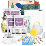 Caydo Kit di Ceramica con Argilla che Asciuga all'Aria per Principianti e Adulti - Set Fai-da-Te con Strumenti, Colori Acrilici, Vernice, Bastoncino di Argilla, Pennelli e Guida - Ideale per Regalo