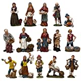 ROSSI ROSA Pastori in resina 15 Personaggi da 10 cm Statuine per Presepe Set 15 pezzi, (C3000IVS1)