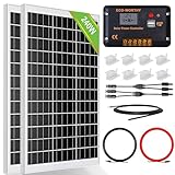 ECO-WORTHY 240W Kit Pannello Solaire Sistemi Off-Grid: 2 * 120 Pannello Fotovoltaico Monocristallini + 30A LCD Regolatore di Carica+ 5M Cavo solare per Camper,Campeggio,Famiglia