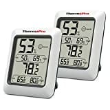 ThermoPro TP50 Igrometro Digitale Termometro Interno Termometro Dell'atmosfera e Indicatore Di Umidità con Monitor di Umidità e Temperatura, 2 Pezzi