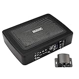 ISUDAR Subwoofer Slim Max 600W da 9 pollici con alimentazione attiva Subwoofer audio per auto sottosedile Amplificatore integrato per auto/camion con telecomando Livelli di ingresso bassi e alti, Nero