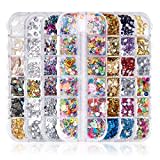 Nail Art Strass Kit di Strass per Unghie, Fiocchi di Glitter Brillantini Pailettes Borchie Colorati DIY Cristalli Decorazioni Perle Gemme Gioielli Misti Arte del Chiodo Forniture (7 Scatole)