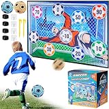 Set da Gioco con Pallone da Calcio per Bambini, Gioco di lancio della porta da calcio in cortile per interni ed esterni con palline in velcro,per giocattoli per bambini di 3 4 5 6 7 8 anni Compleanno