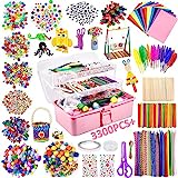 Purpledi 3300+ Pezzi Lavoretti Creativi, DIY Art Craft Set, Paillettes, Kids Mestiere Fai da Te Decorazioni Giocattoli, Giochi Creativi Bambini 3+Anni